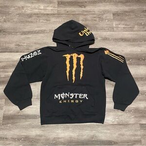 Vintage Orange Monster Energy Hoodie Y2K Sweatshirt Sz S/M